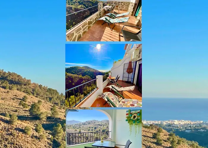 Apartamentos Axarquia , Frigiliana, terraza privada con vistas a la montaña rio y al mar
