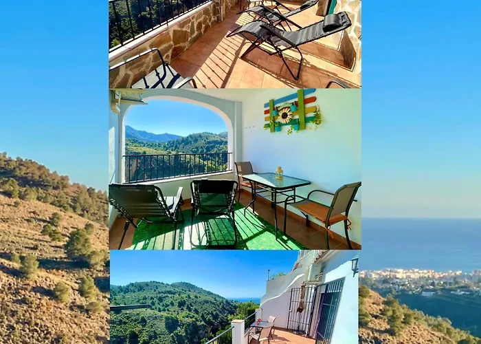 Apartamentos Axarquia , Frigiliana, terraza privada con vistas a la montaña rio y al mar